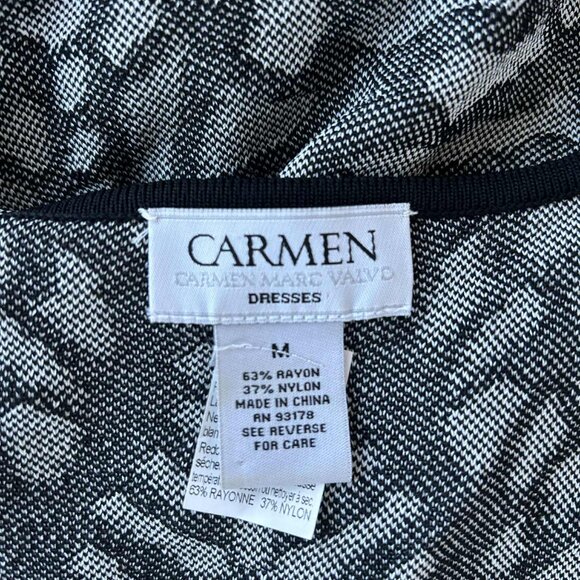 Carmen Marc Valvo Black & Grey Textured Jacquard Sleeveless Sheath Dress – US M - Picture 12 of 12
